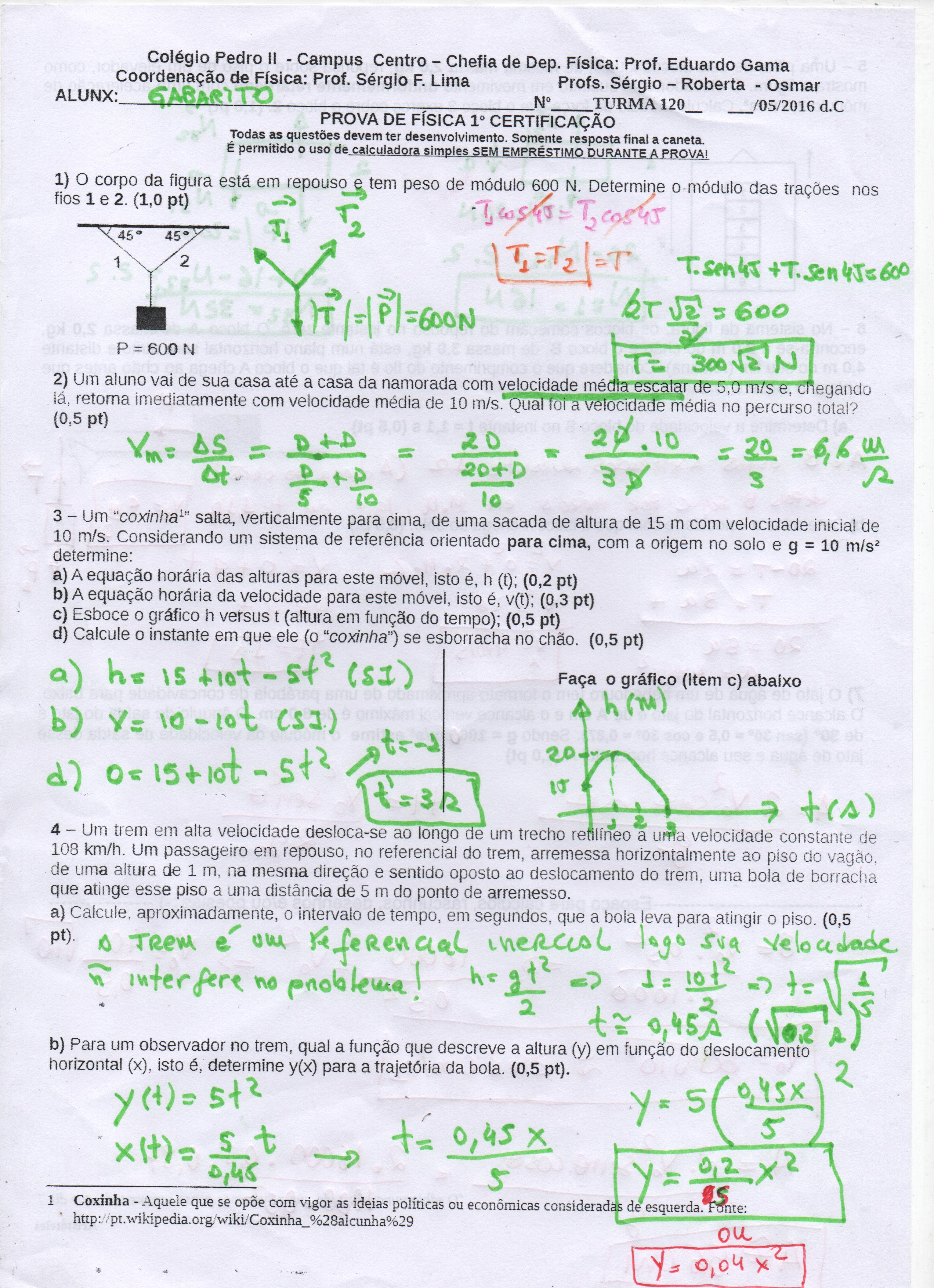 Página 01 gabarito prova de física